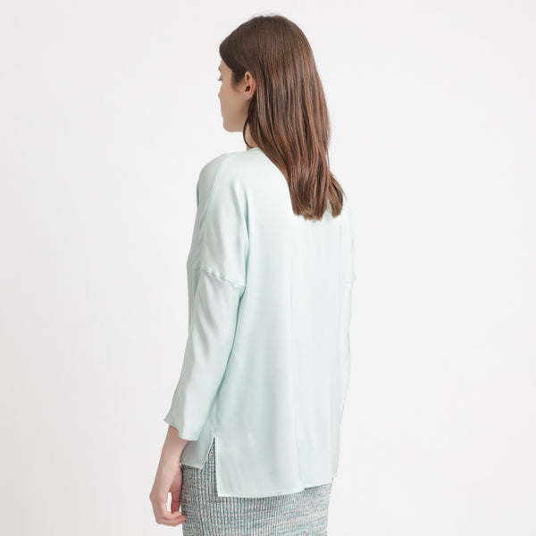 BOSS - blusa Inuka - seta - blu pallido
