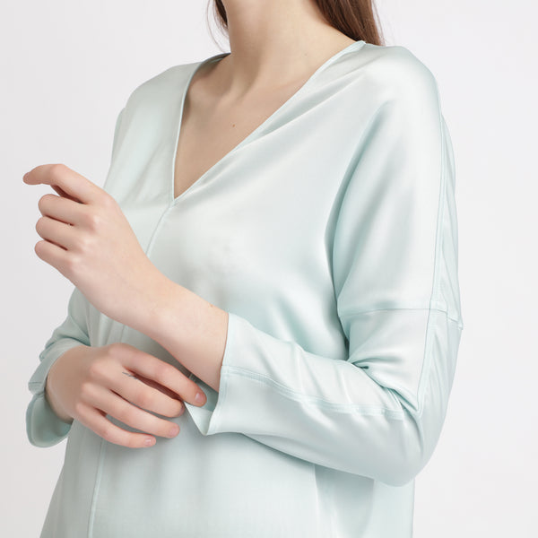 BOSS - blusa Inuka - seta - blu pallido