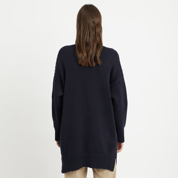 BOSS - Cardigan Isalinni - 100% cotone - blu scuro