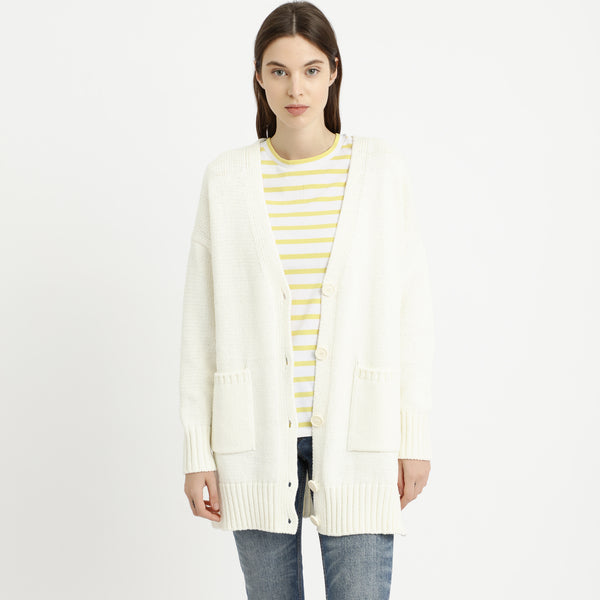 BOSS - Cardigan Isalinni - 100% cotone - bianco