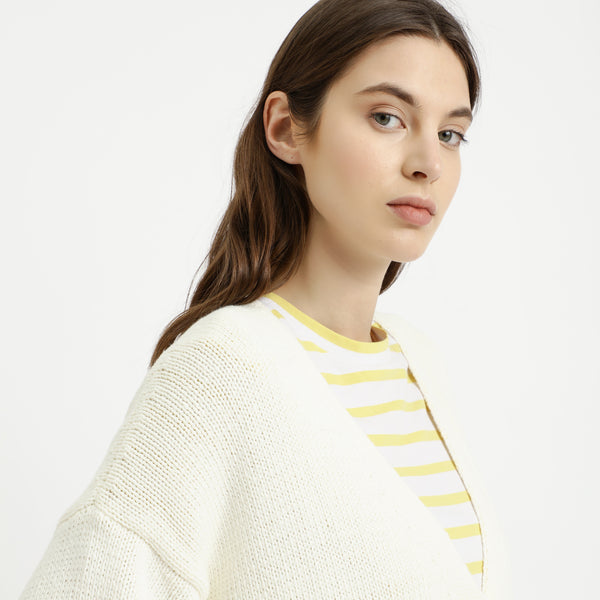 BOSS - Cardigan Isalinni - 100% cotone - bianco