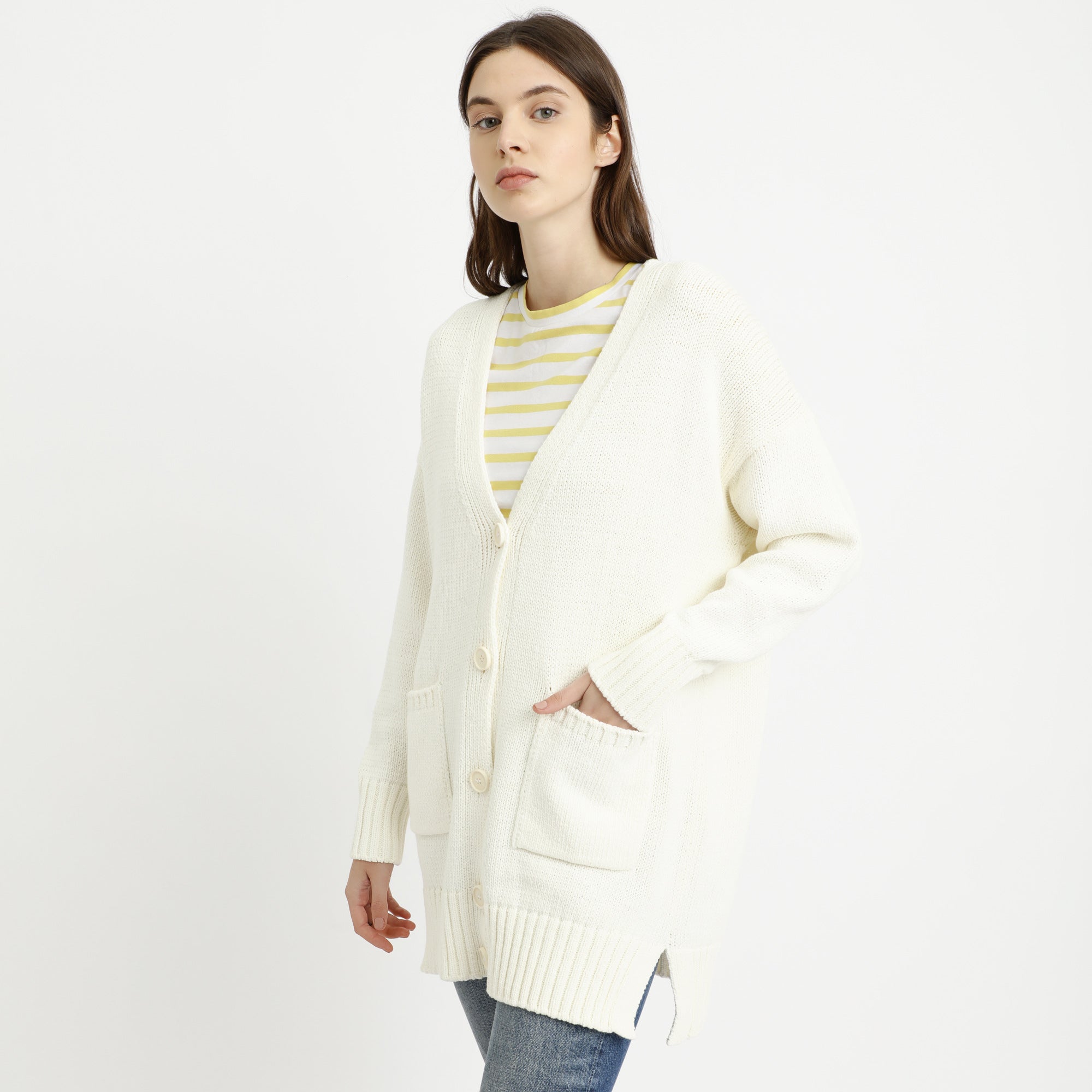 BOSS - Cardigan Isalinni - 100% cotone - bianco