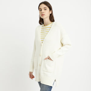 BOSS - Cardigan Isalinni - 100% cotone - bianco