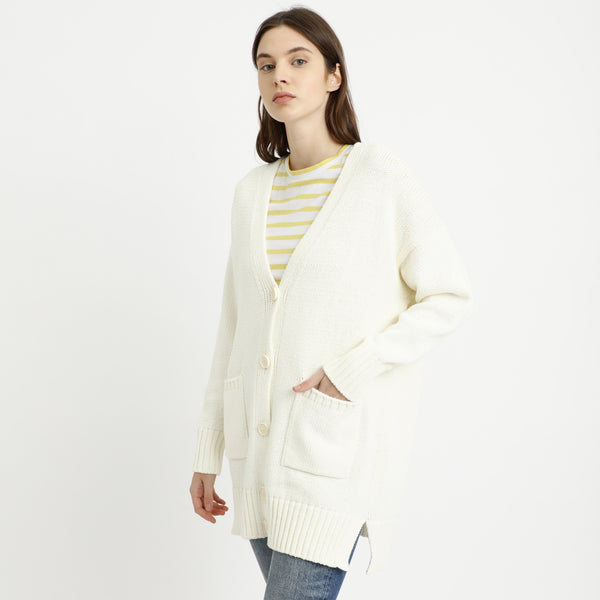 BOSS - Cardigan Isalinni - 100% cotone - bianco