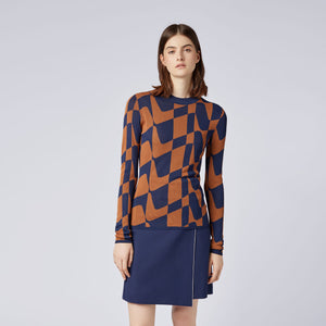 BOSS - Maglia Fantina - blu scuro e marrone