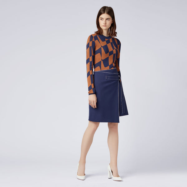 BOSS - Maglia Fantina - blu scuro e marrone