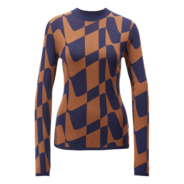 BOSS - Maglia Fantina - blu scuro e marrone