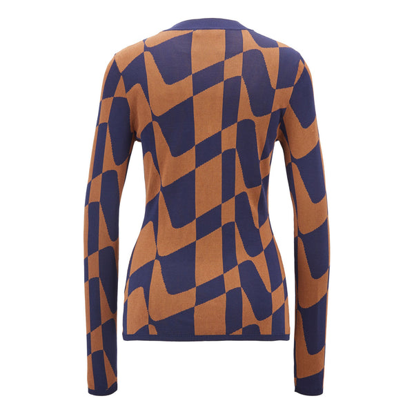 BOSS - Maglia Fantina - blu scuro e marrone