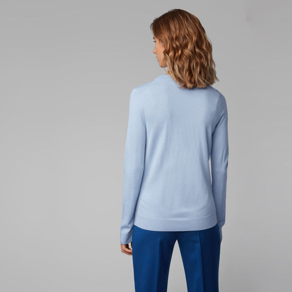 BOSS - Maglia Fegan - 100% lana vergine - turchese