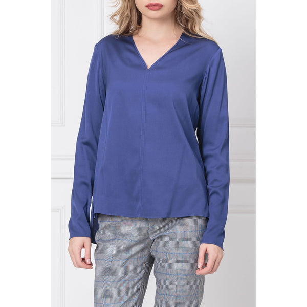 BOSS - blusa Ivala - seta - blu