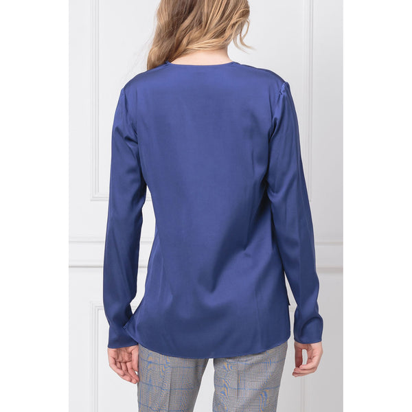 BOSS - blusa Ivala - seta - blu