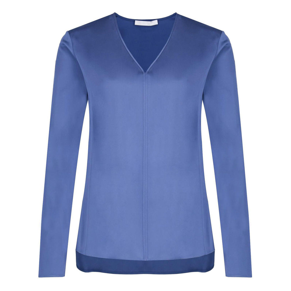 BOSS - blusa Ivala - seta - blu
