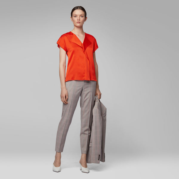 BOSS - blusa Intessa - seta - rosso arancio