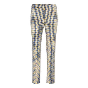 BOSS - Pantaloni Tiluna - cotone - crema e blu scuro