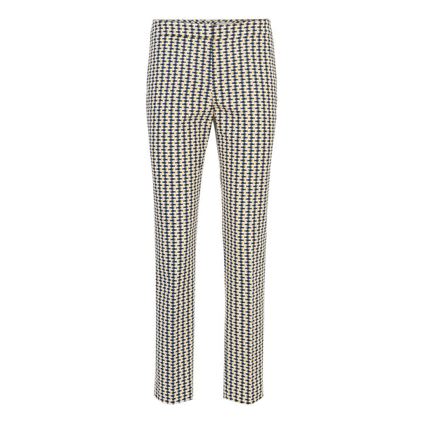 BOSS - Pantaloni Tiluna - cotone - crema e blu scuro