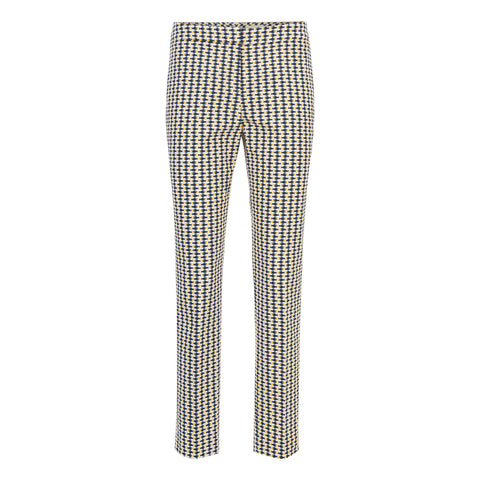 BOSS - Pantaloni Tiluna - cotone - crema e blu scuro