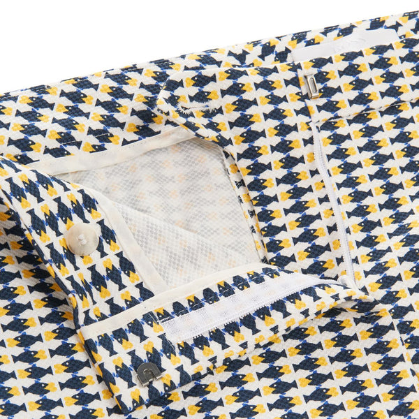 BOSS - Pantaloni Tiluna - cotone - crema e blu scuro
