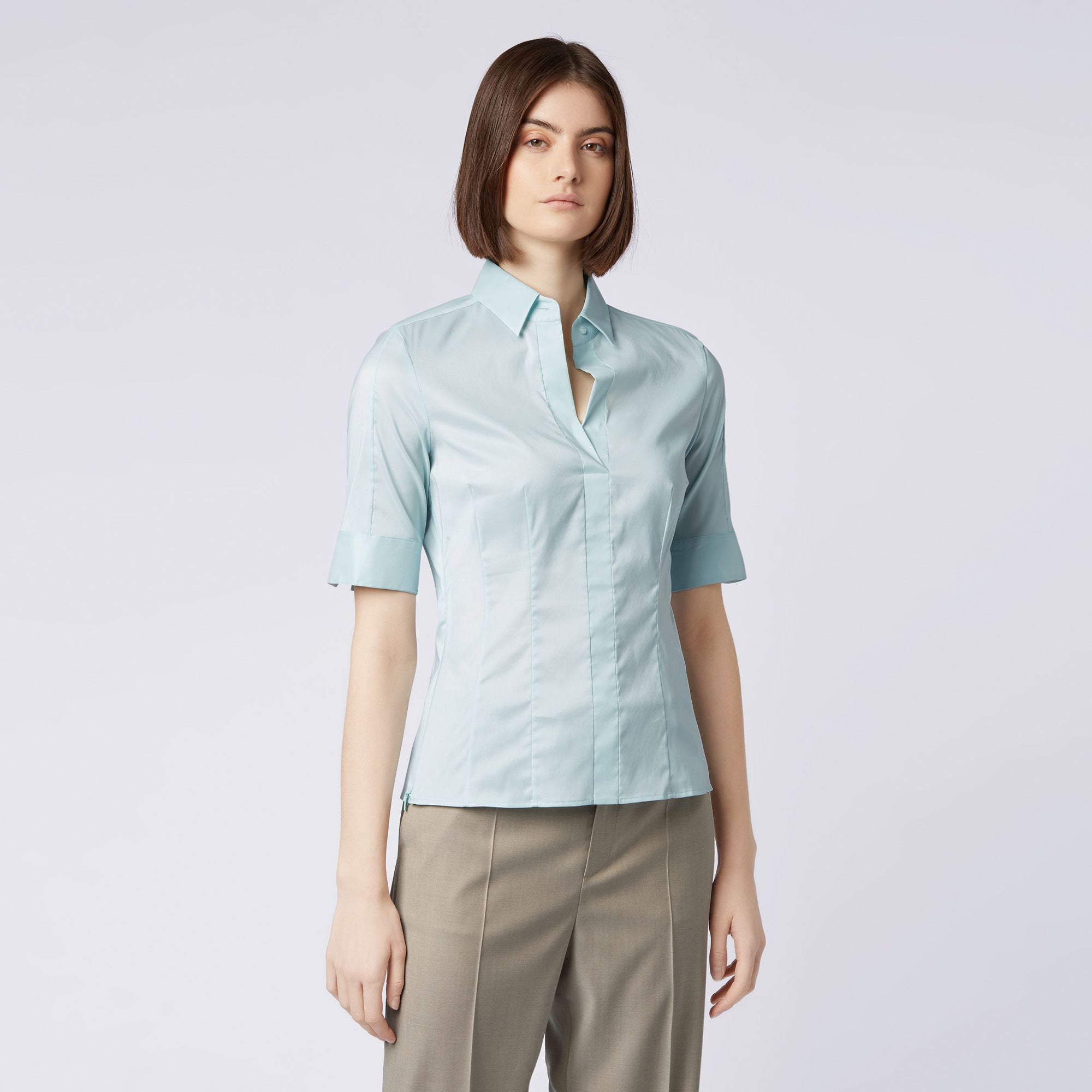 BOSS - Blusa Bashini - blu pallido