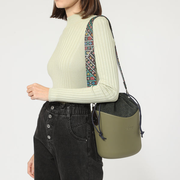 Borsa O Basket - kaki e multicolore