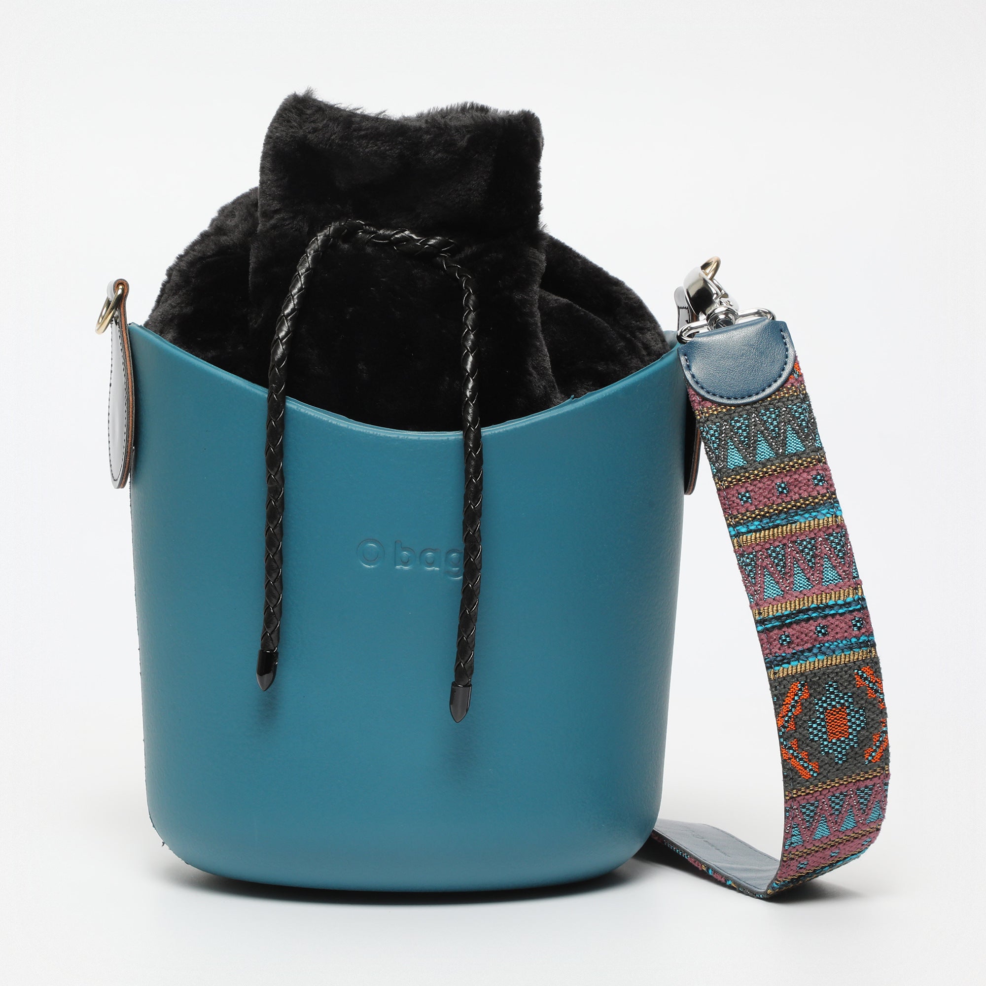 Borsa O Basket - blu petrolio e nero