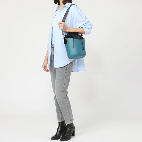 Borsa O Basket - blu petrolio e nero