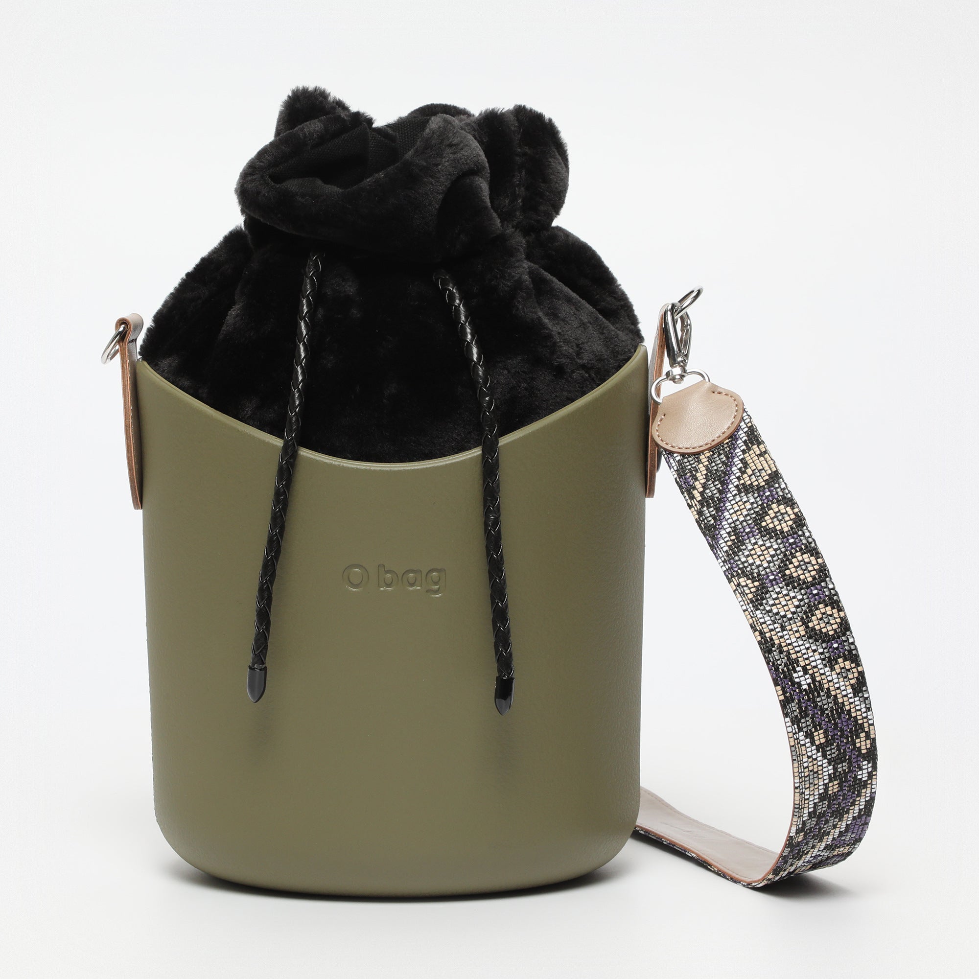 Borsa O Basket - kaki e nero