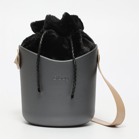 Borsa O Basket - argento scuro e beige