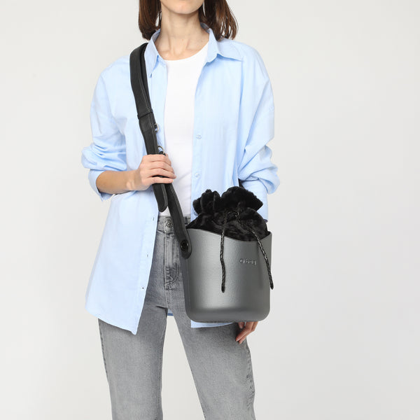 Borsa O Basket - argento scuro e nero