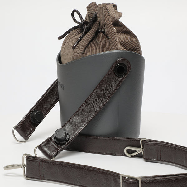 Borsa O Basket - argento scuro e marrone scuro