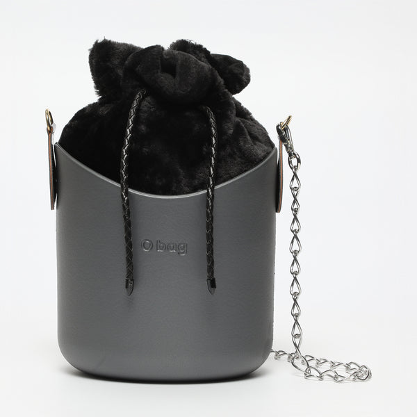 Borsa O Basket - argento scuro e nero