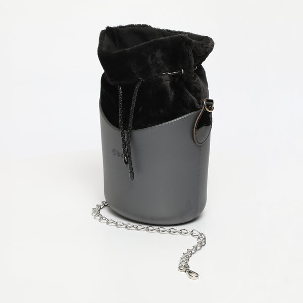 Borsa O Basket - argento scuro e nero