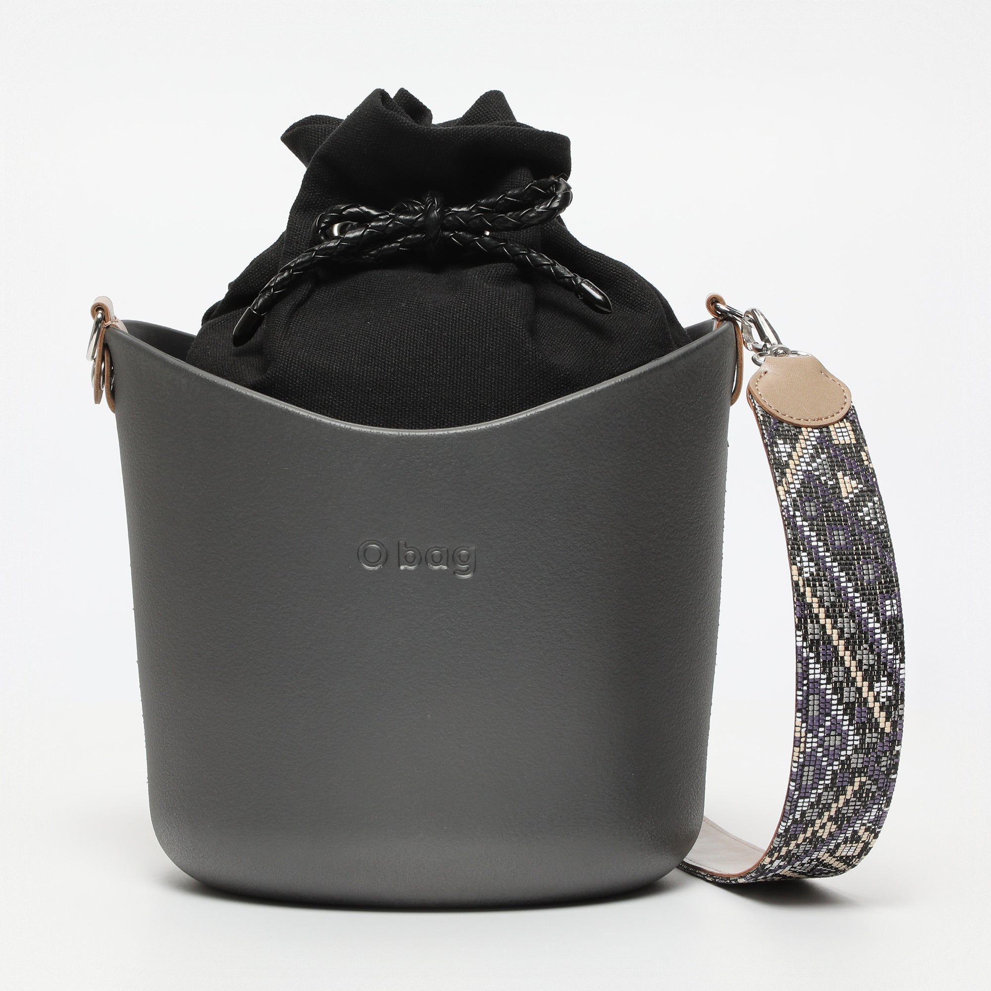 Borsa O Basket - argento scuro e multicolore