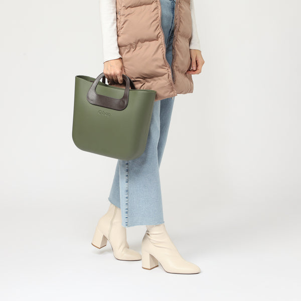 Borsa O Bag Mini - kaki e marrone scuro