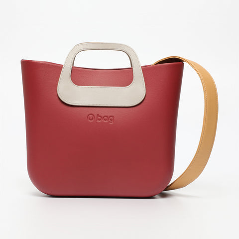 Borsa O Bag Mini - bordeaux chiaro e beige