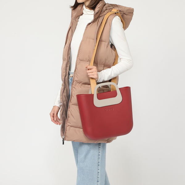 Borsa O Bag Mini - bordeaux chiaro e beige