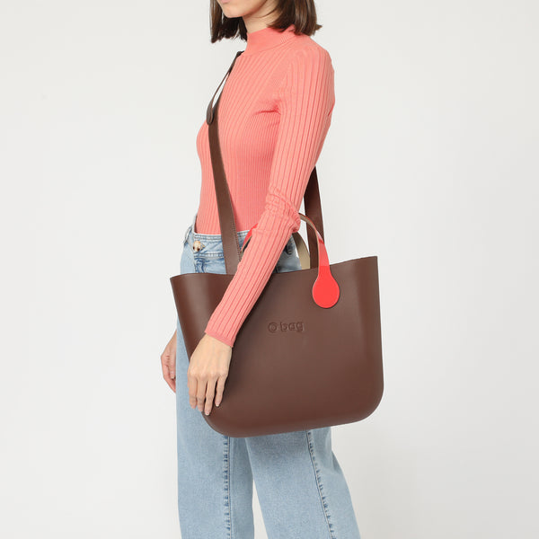 Borsa O Bag - marrone scuro e corallo