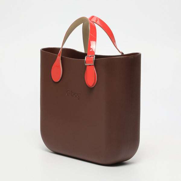 Borsa O Bag - marrone scuro e corallo