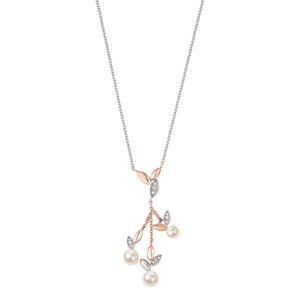 Collana Gioia - acciaio, perle e cristalli - color argento e oro rosa