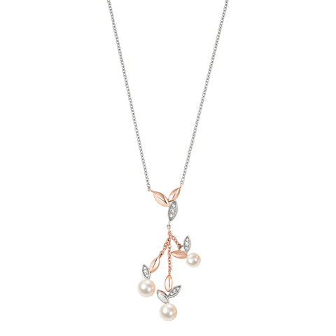 Collana Gioia - acciaio, perle e cristalli - color argento e oro rosa