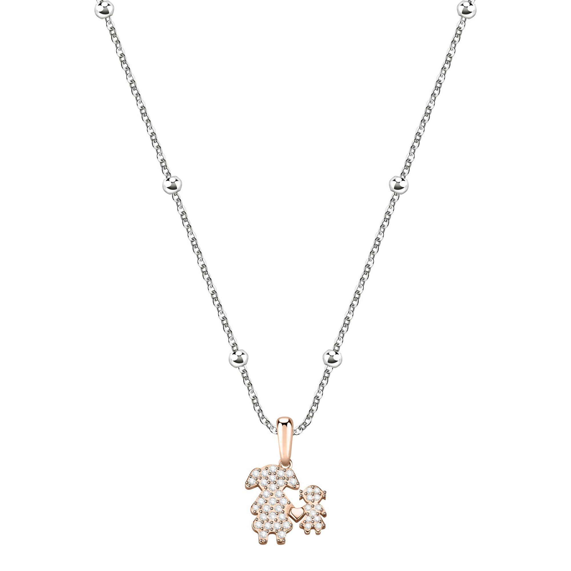 Collana Love - acciaio e cristalli - color argento e oro rosa