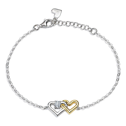 Bracciale Cuori - argento 925 e cristallo - color argento e oro