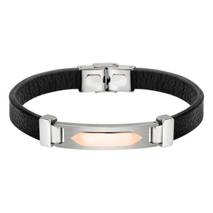 Bracciale Moody - pelle e acciaio - nero