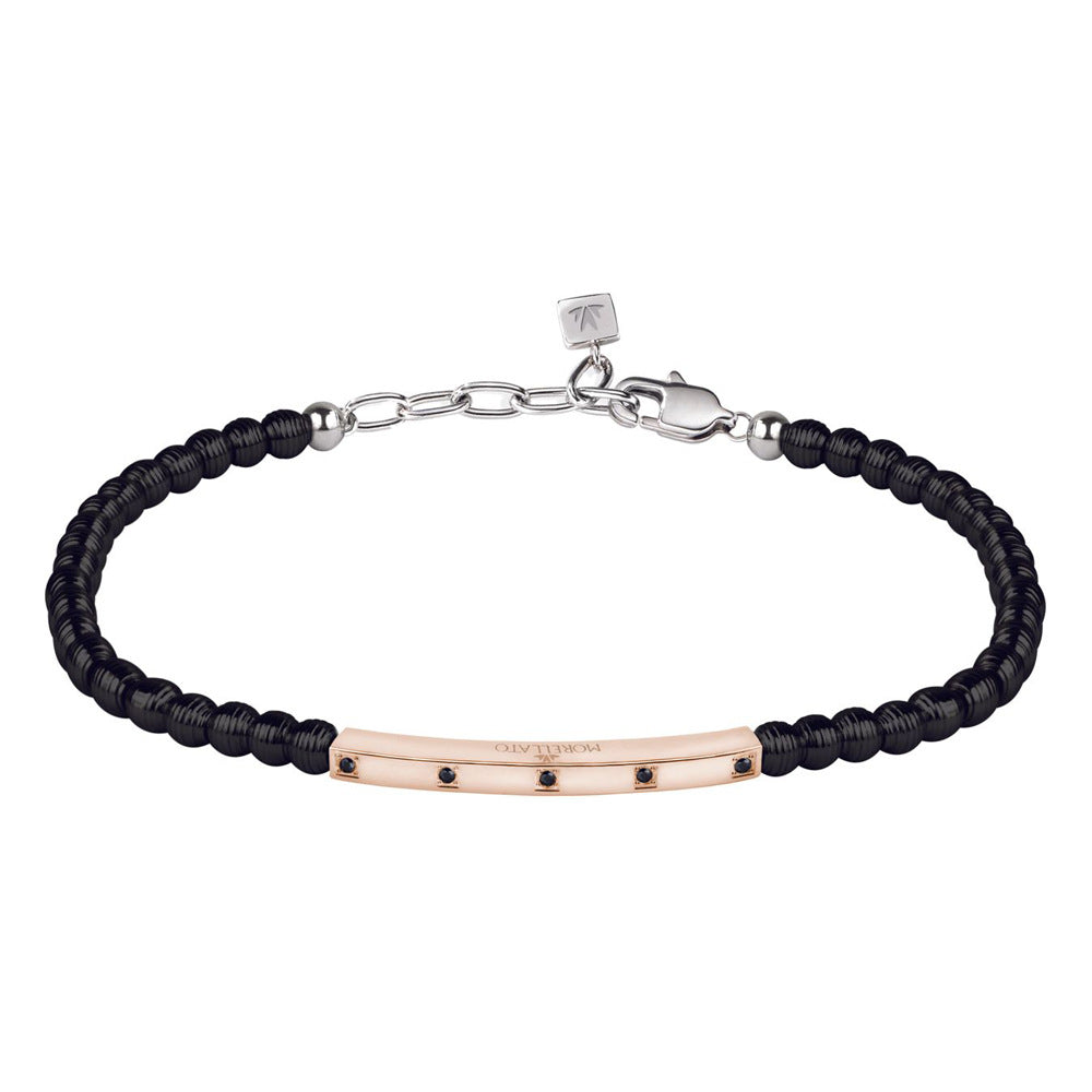 Bracciale Mister - acciaio - diamanti ct 0.0093 - nero e color oro rosa