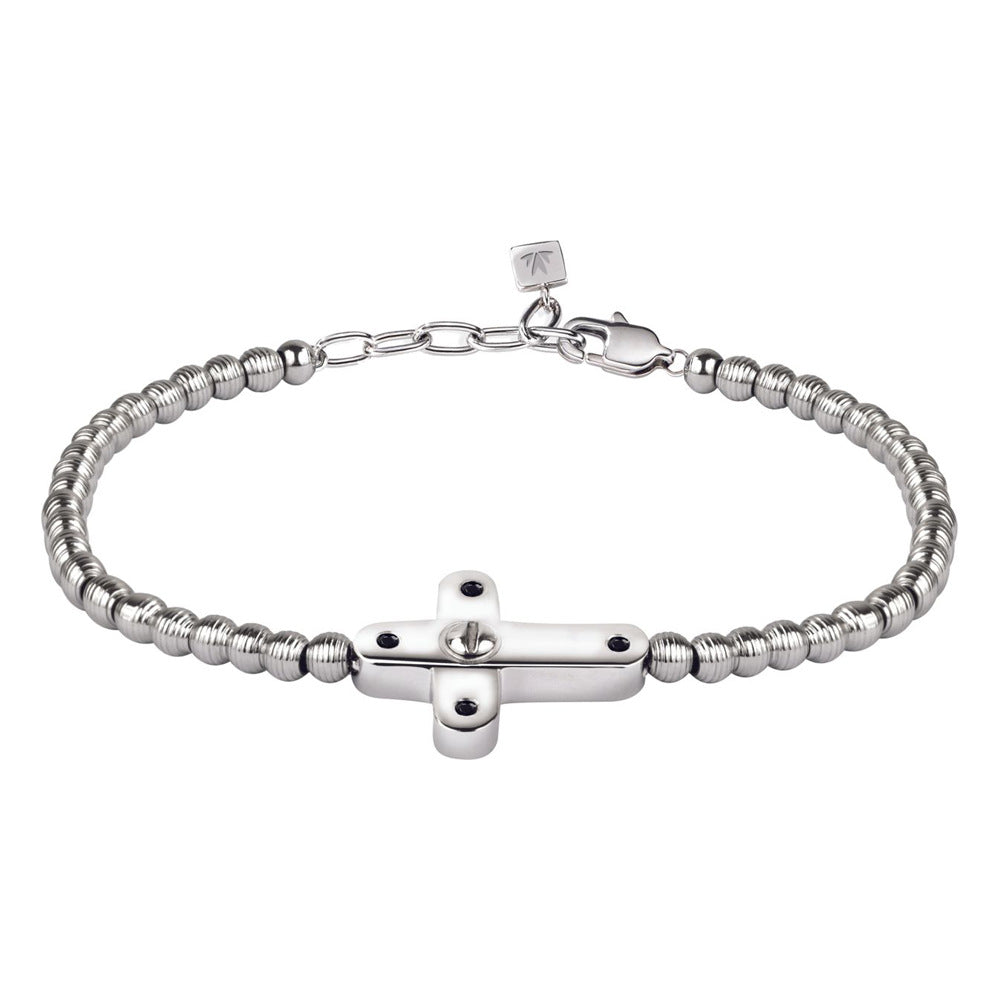 Bracciale Mister - acciaio e dimanti neri 0.0093 ct - color argento