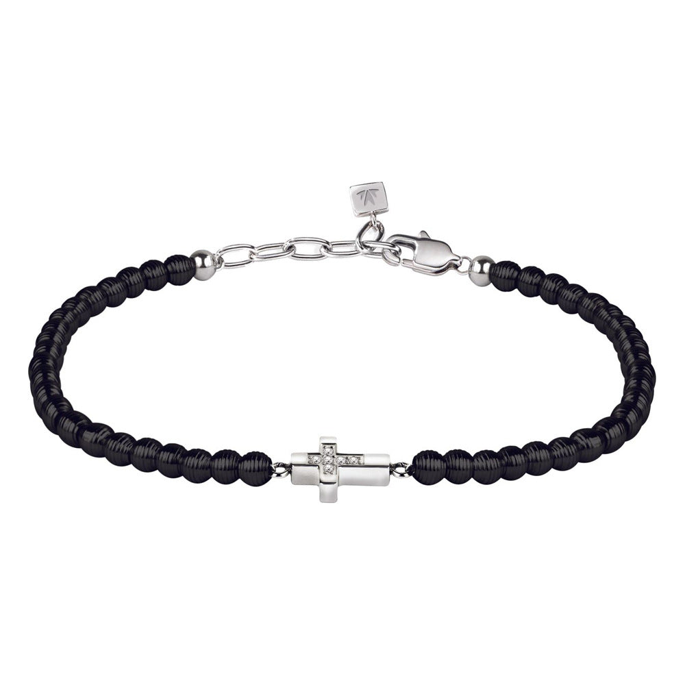 Bracciale Mister - acciaio e diamanti ct. 0.004 - color nero e argento