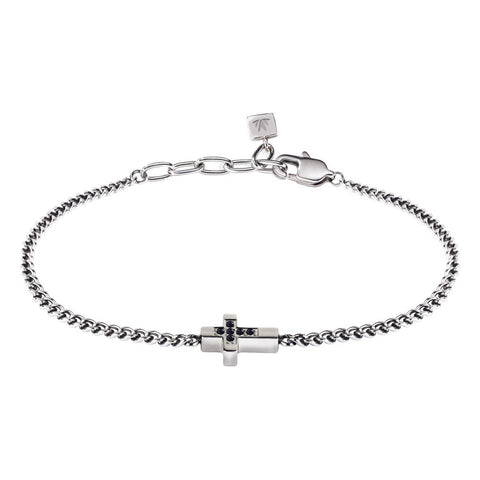 Bracciale Mister - acciaio e dimanti neri 0.0093 ct - color argento