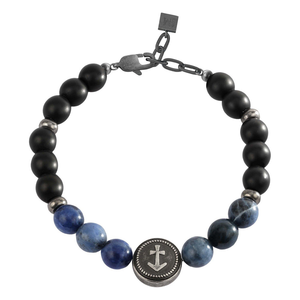 Bracciale Nobile - acciaio, onice e dumortierite - blu
