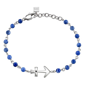 Bracciale Nobile - acciaio e dumortierite - color argento e blu