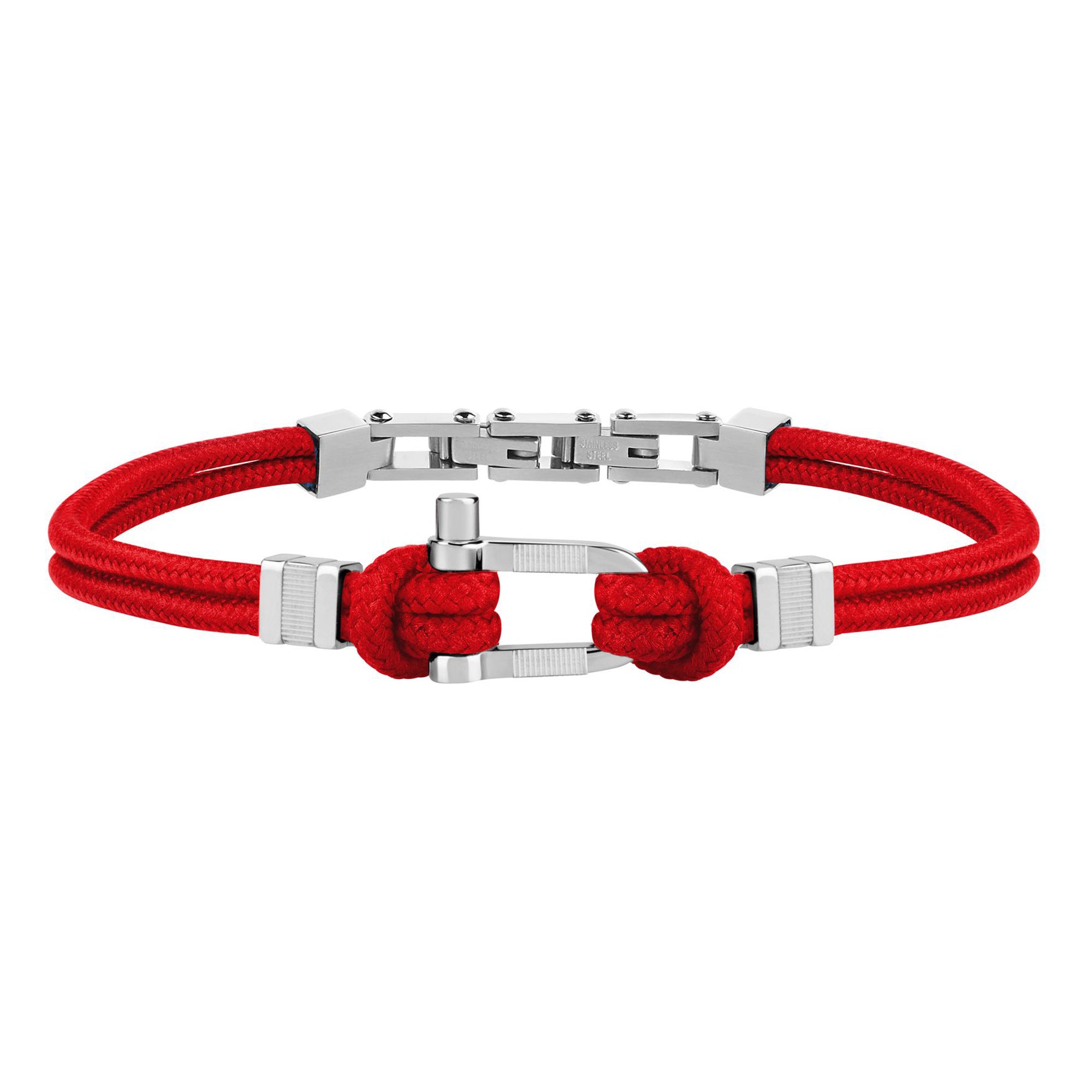 Bracciale Versilia - acciaio e nylone - rosso