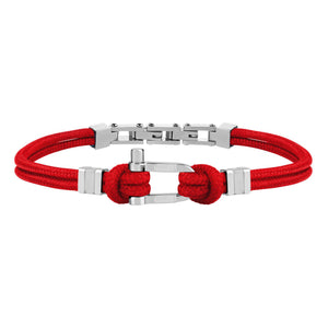 Bracciale Versilia - acciaio e nylone - rosso